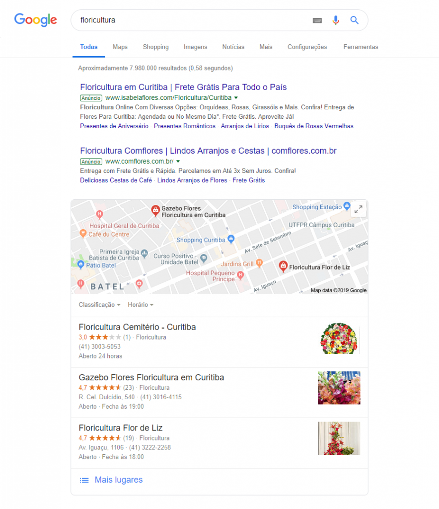 Exemplo da ferramenta Google Meu Negócio sem apontar o lugar